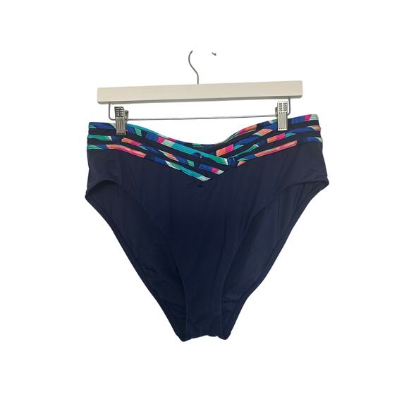La Blanca V-Front High Waist Bikini Swimsuit Bottom in Painted Leaves, 16 - Picture 1 of 7
